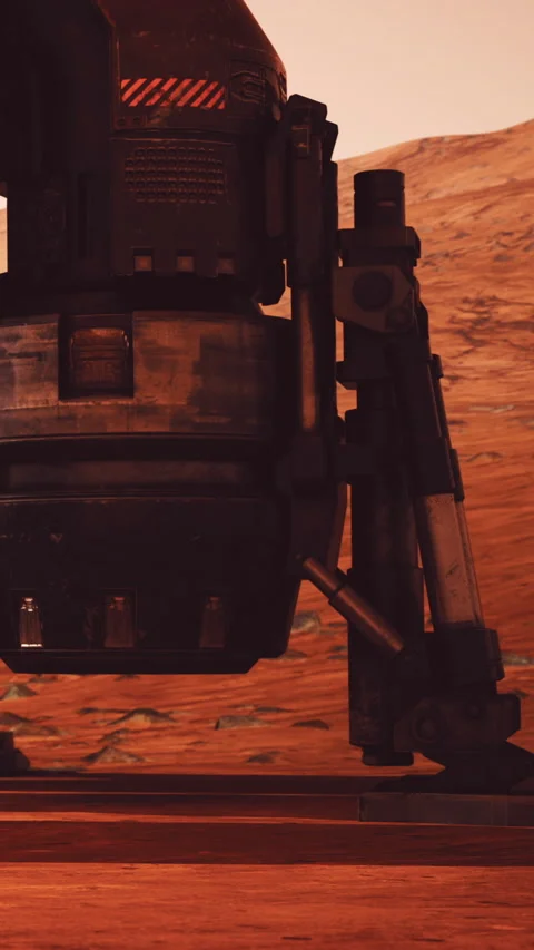 Rocket engine system on a Mars rover exploring the red planet surface Stock Footage 337901543