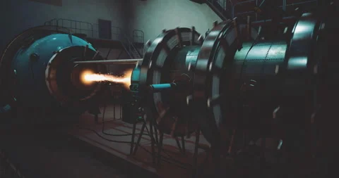 Rocket engine test highlights powerful thrust in a specialized facility Vídeo Stock 310521537