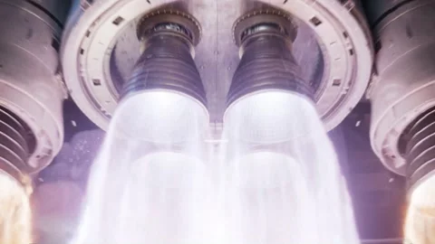 Rocket engines igniting for space launch. Stock Footage 335735735
