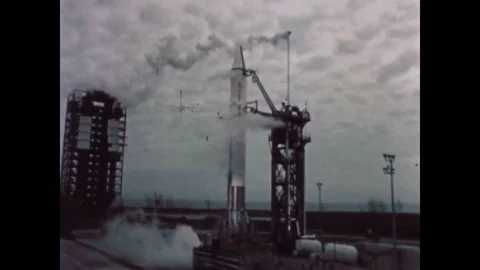 A rocket explodes on a launchpad at Kennedy Space Center in Florida. Stock Footage 95062388