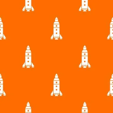 Rocket exploration pattern vector orange Stock Illustration