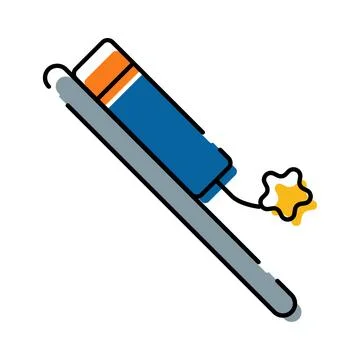 Rocket falling down launching a star concept Stock Illustration