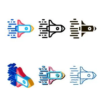 Rocket fast fly minimal icon vector outline Stock Illustration