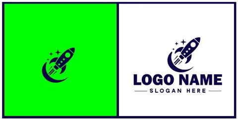 Rocket fast space flying logo icon vector for business brand app icon rocke.. Stock Illustration