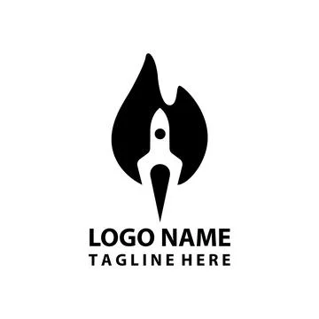 Rocket fire flame logo design vector Stock Illustration