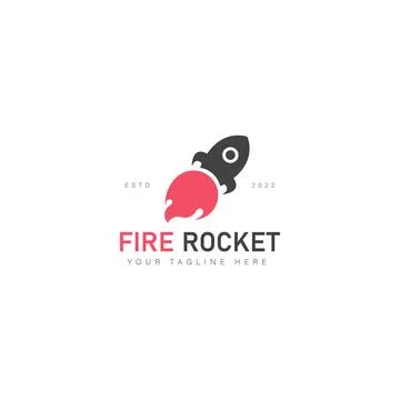Rocket with fire logo design illustration icon Stock Illustration