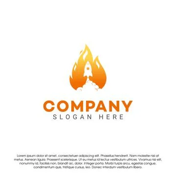 Rocket fire negative space vector logo concept design template 스톡 일러스트