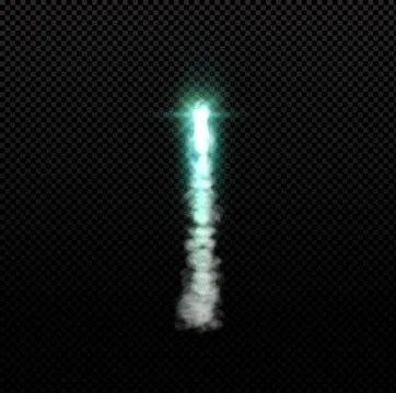 Rocket fire smoke or jet aircraft vector trail, realistic space rocket launch Illustrazione stock