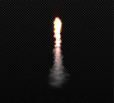 Rocket fire smoke or jet aircraft trail, vector realistic space rocket launch Illustrazione stock