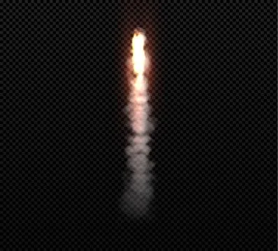Rocket fire smoke or jet aircraft vector trail, realistic space rocket launch Illustrazione stock