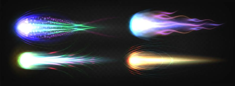 Rocket fire trail effect with flame jet propulsion Illustrazione stock
