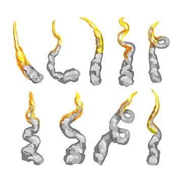 Rocket fire trail set cartoon vector illustration Stock Illustration
