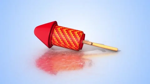 Rocket Firecracker on a Reflective Floor. 3D Firecracker Animation. 4K Stock Footage 294074631