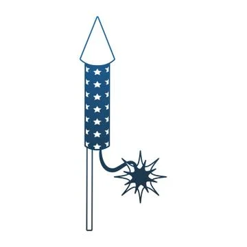 Rocket firework isolated blue lines Stock Illustration