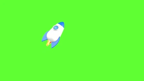 Rocket with flame flies on green background, 3D animation. Stock Footage 283987886