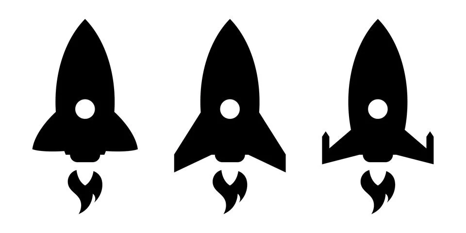 Rocket flat icons set. Rocket launch. Modern startup symbol. Vector illustration イラスト素材