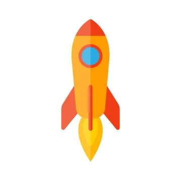 Rocket flat style icon isolated on white background. Vector EPS 10 Stock Illustration