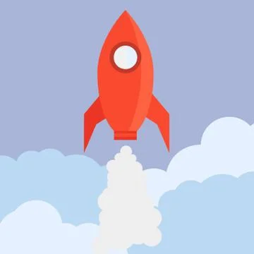 Rocket in Flat Style Illustrazione stock