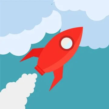 Rocket in Flat Style Stock Illustration