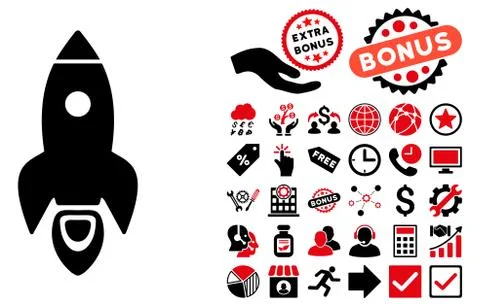 Rocket Flat Vector Icon with Bonus Stock Illustration