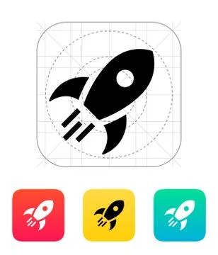 Rocket flies icon on white background. Stock Illustration