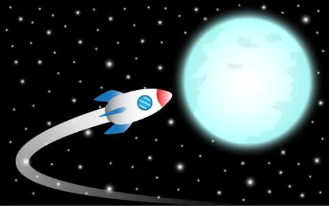 Rocket Flies To The Moon イラスト素材