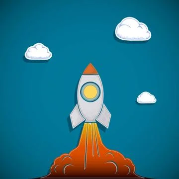 Rocket flies into the sky. Stock-Illustration