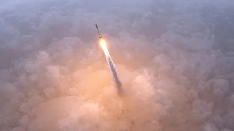 Rocket flies to space Stock Footage 120558861