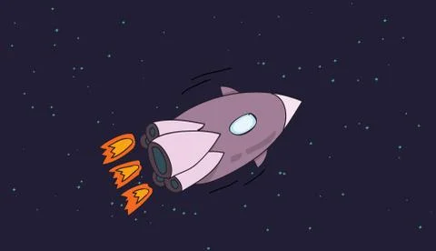 Rocket flies in space Stock Illustration