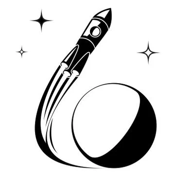 The rocket flies into space Stock Illustration