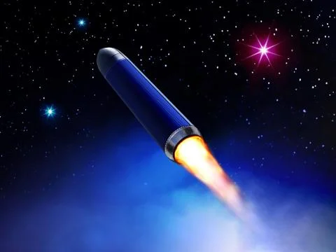 Rocket flies in space Illustrazione stock