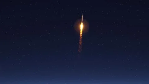 Rocket flies to space Stock Illustration