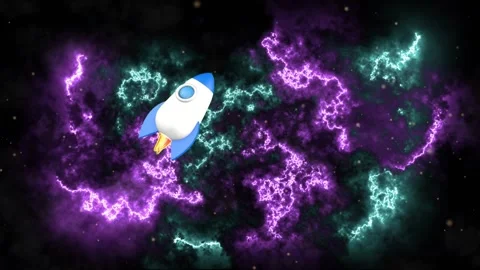 Rocket flies in space to the milky way. 3D animation. Stock Footage 302977396
