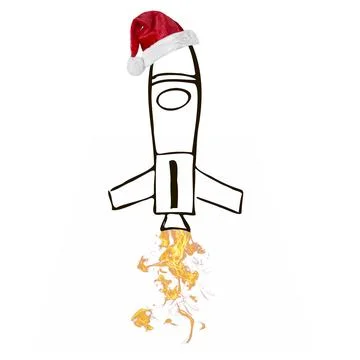 Rocket flies into space on the transparent baskgrounds. Stock Photos