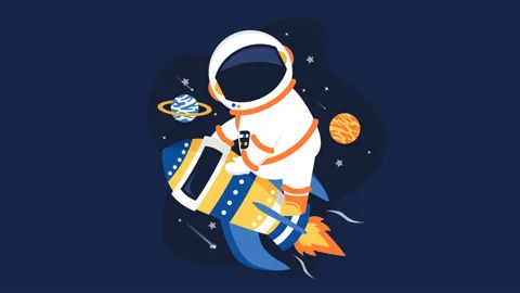 Rocket flight galaxy cartoon 2D animation Stock Footage 228847398