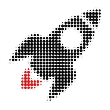Rocket Flight Halftone Dotted Icon Illustrazione stock