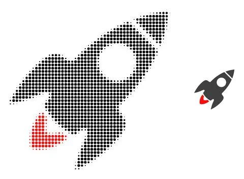 Rocket Flight Halftone Dotted Icon Illustrazione stock