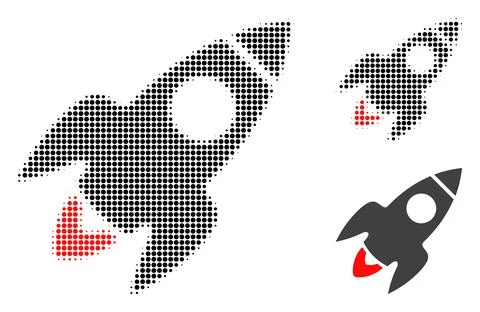 Rocket Flight Halftone Dotted Icon Illustrazione stock