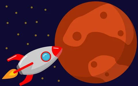 Rocket flight to planet mars. Space travel Stock Illustration