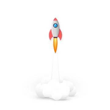 Rocket fly. Business idea start up concept. Vector illustration isolated on w Stock Illustration