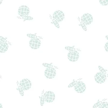 Rocket for fly on other planet, space transport glyph seamless pattern Stock Illustration