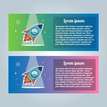 Rocket flyer set. Vector illustration on a white background. Collection of Stock Illustration