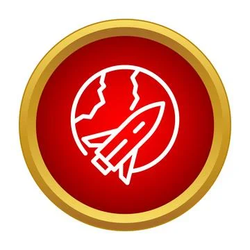 Rocket flying around planet earth mission icon Stock Illustration