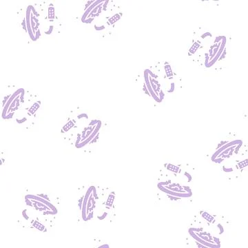 Rocket flying around planet glyph seamless pattern Stock Illustration