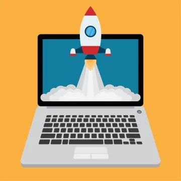 Rocket flying up, Business project start up Stock Illustration
