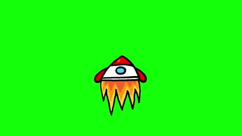 Rocket flying cartoon animation seamless loop greenbox Stock Footage 344008289