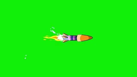 Rocket flying on green screen. Stock Footage 316471433