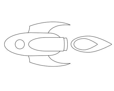 Rocket flying horizontally, Spaceship to Mars - linear stock illustration Stock Illustration