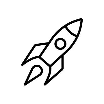 Rocket flying icon design in linear style. Stock Illustration