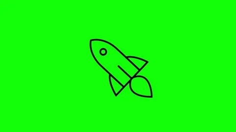Rocket Flying line Icon on Green Screen Animation (Chroma Key) 스톡 동영상 295908396